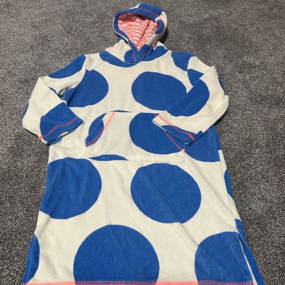 Mini Boden Other - Mini Boden Swimsuit Terry Cloth Polka Dot Hooded Coverup Sz 5-6